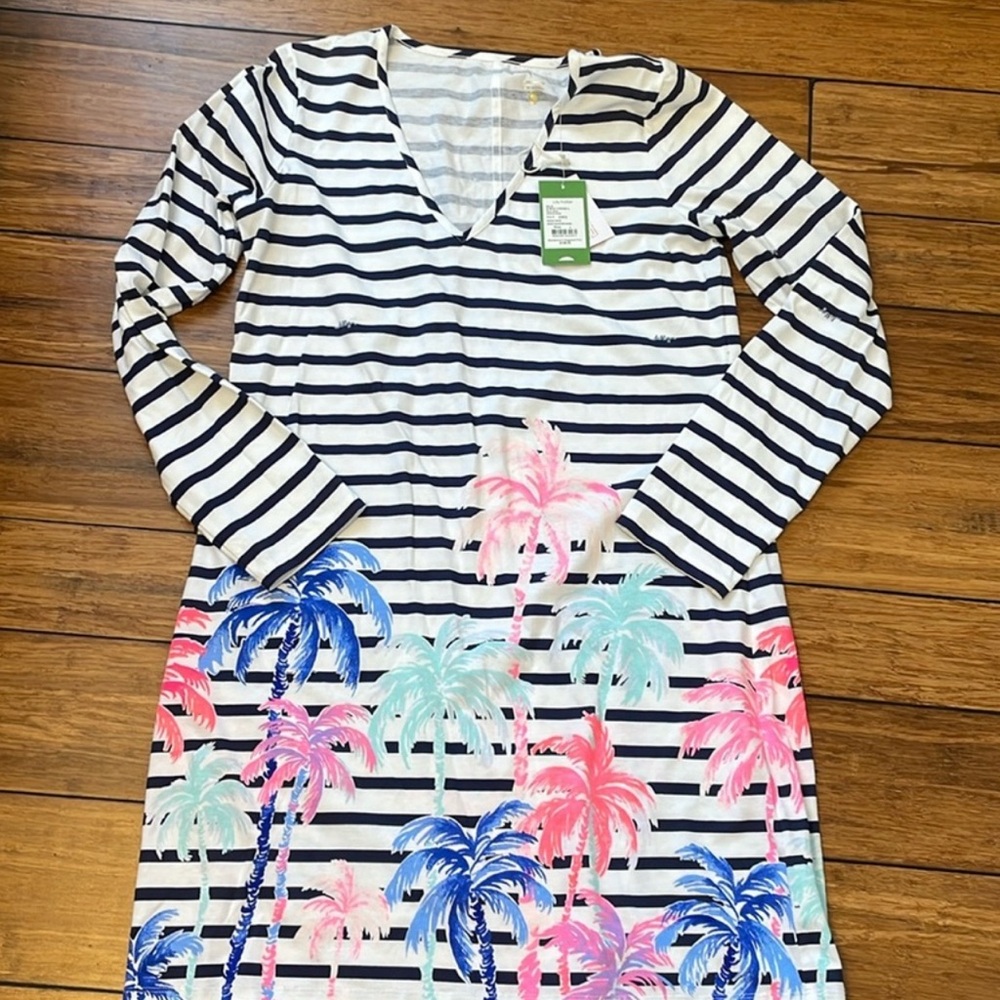 🦄 L Beacon Dress with Palm tree Print NWT